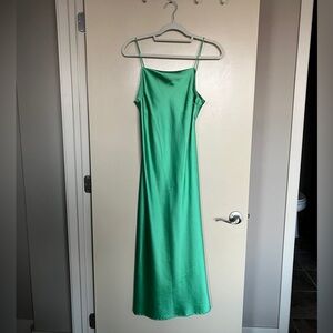 Green TopShop cowl-neck slip dress